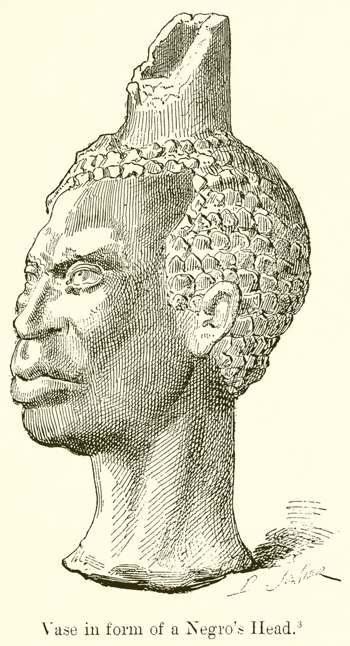 Jarra em forma de cabeça de negro (gravura) de English School