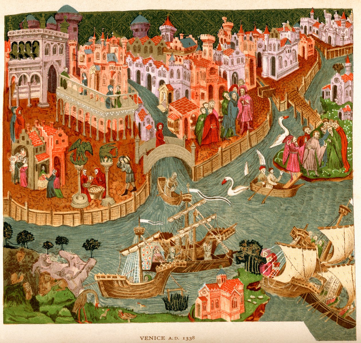 Veneza, 1338, depois de um manuscrito na Biblioteca Bodleiana, de "Uma Breve História do Povo Inglês", de JR Green, publicado em 1893 de English School