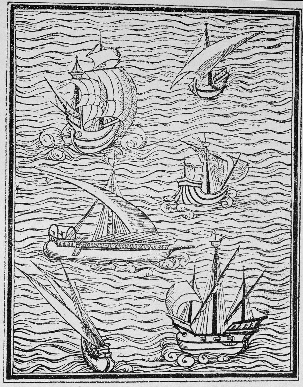 Navios dos Primeiros Navegadores Espanhóis, de "A História Narrativa e Crítica do Americano", editado por Justin Winsor, Londres, 1886 de English School