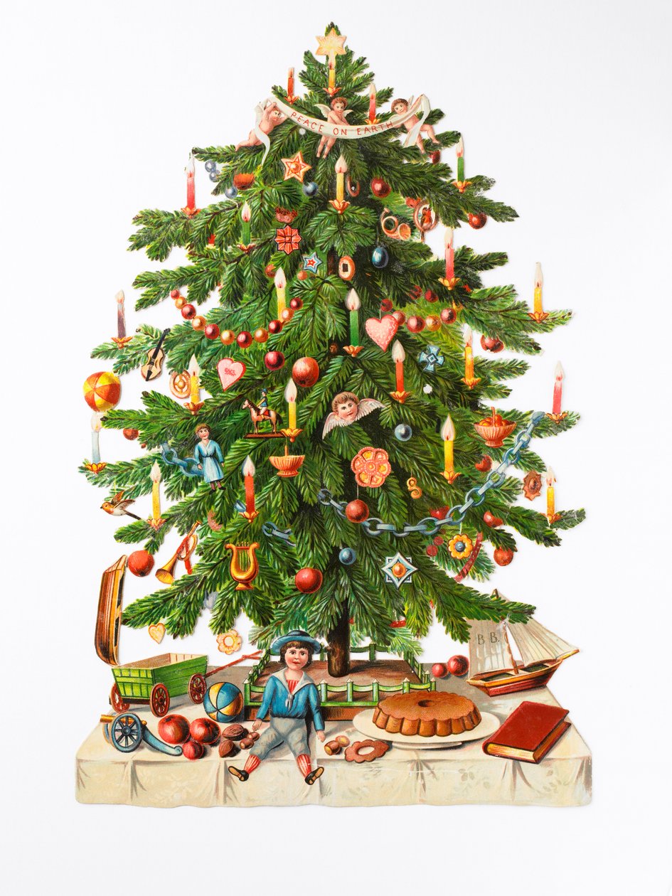 Cartão de Natal vitoriano, c.1880 (papel sucata) de English School
