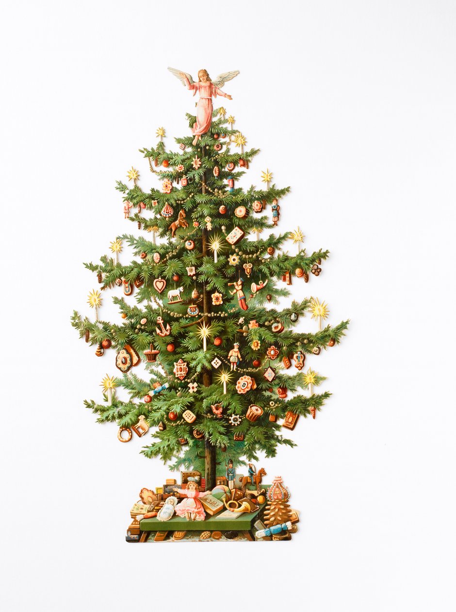 Cartão de Natal vitoriano, c.1880 (papel sucata) de English School