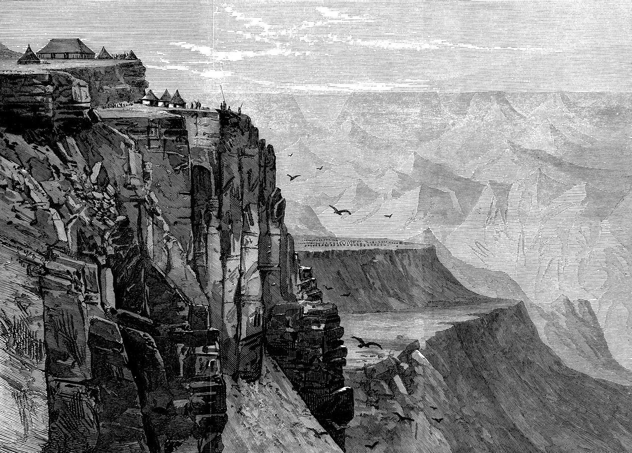Vista de um ponto perto da Casa dos Reis, da Expedição Britânica à Abissínia, 1868 de English School