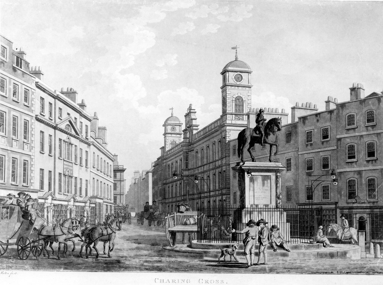 Ver em Charing Cross em direcção a Northumberland House, 1795 de English School