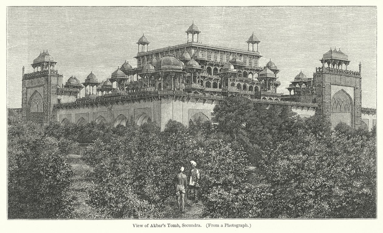 Vista do túmulo de Akbar, Secundra (gravura) de English School