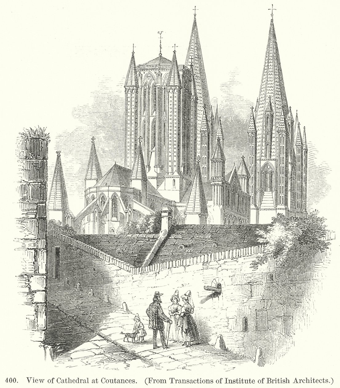 Vista da catedral de Coutances (gravura) de English School