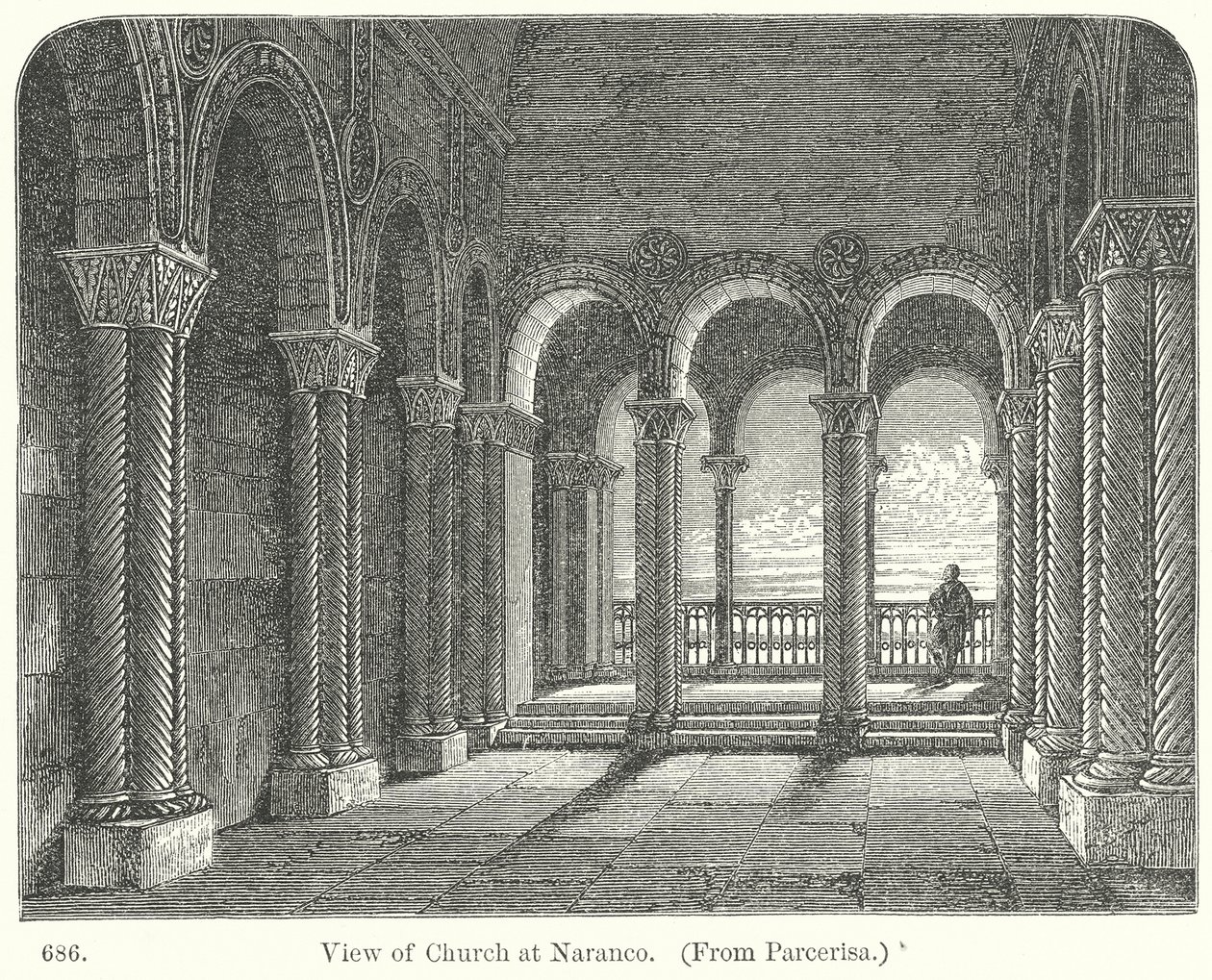 Vista da igreja de Naranco (gravura) de English School