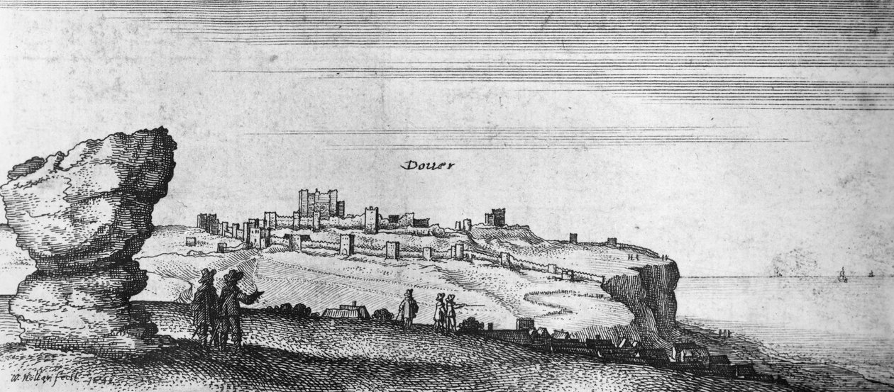 Vista do Castelo de Dover (gravura) (foto bw) de English School