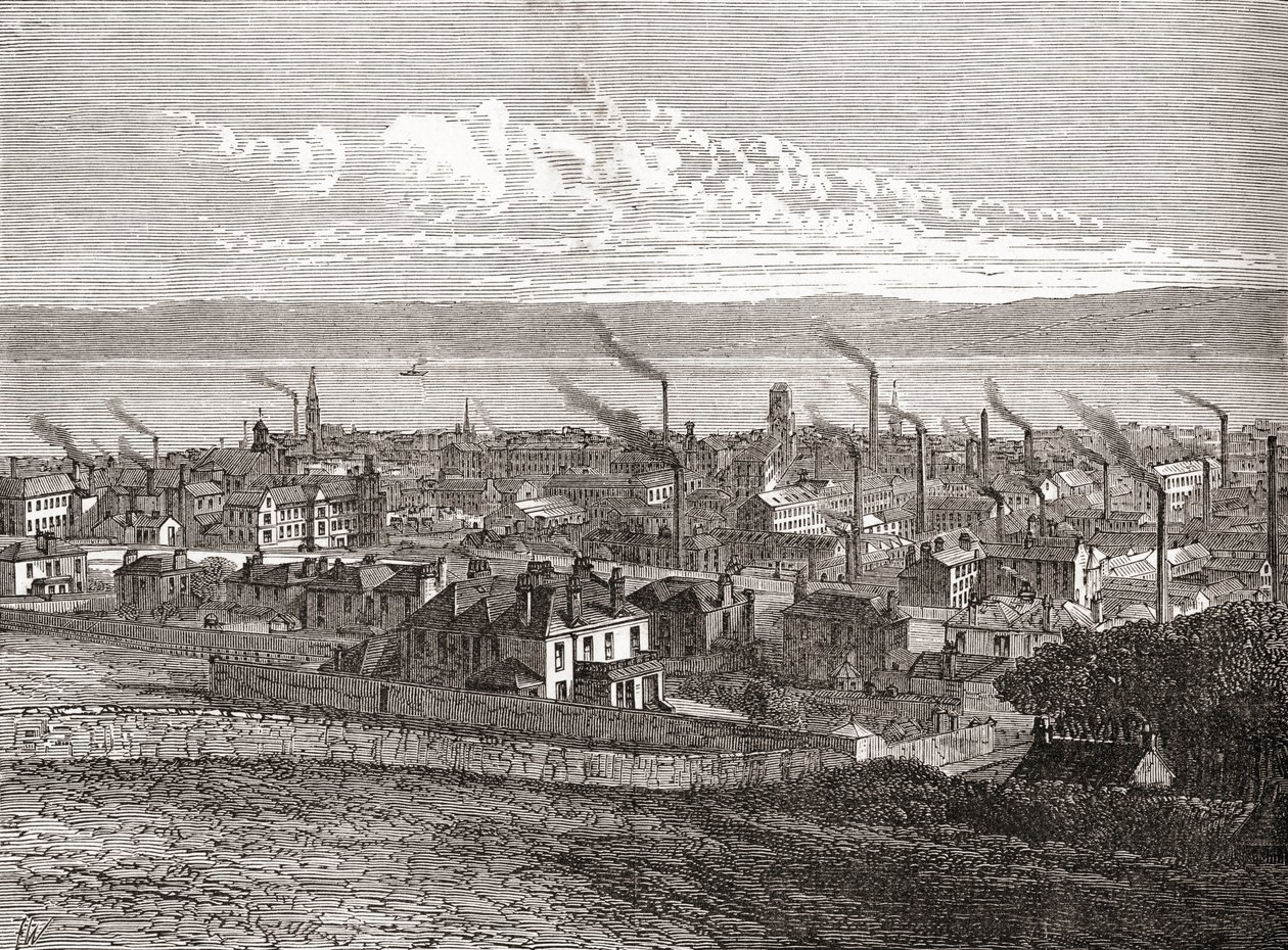 Vista de Dundee, Escócia, de "Cities of the World", publicado em c.1893 (gravura) de English School