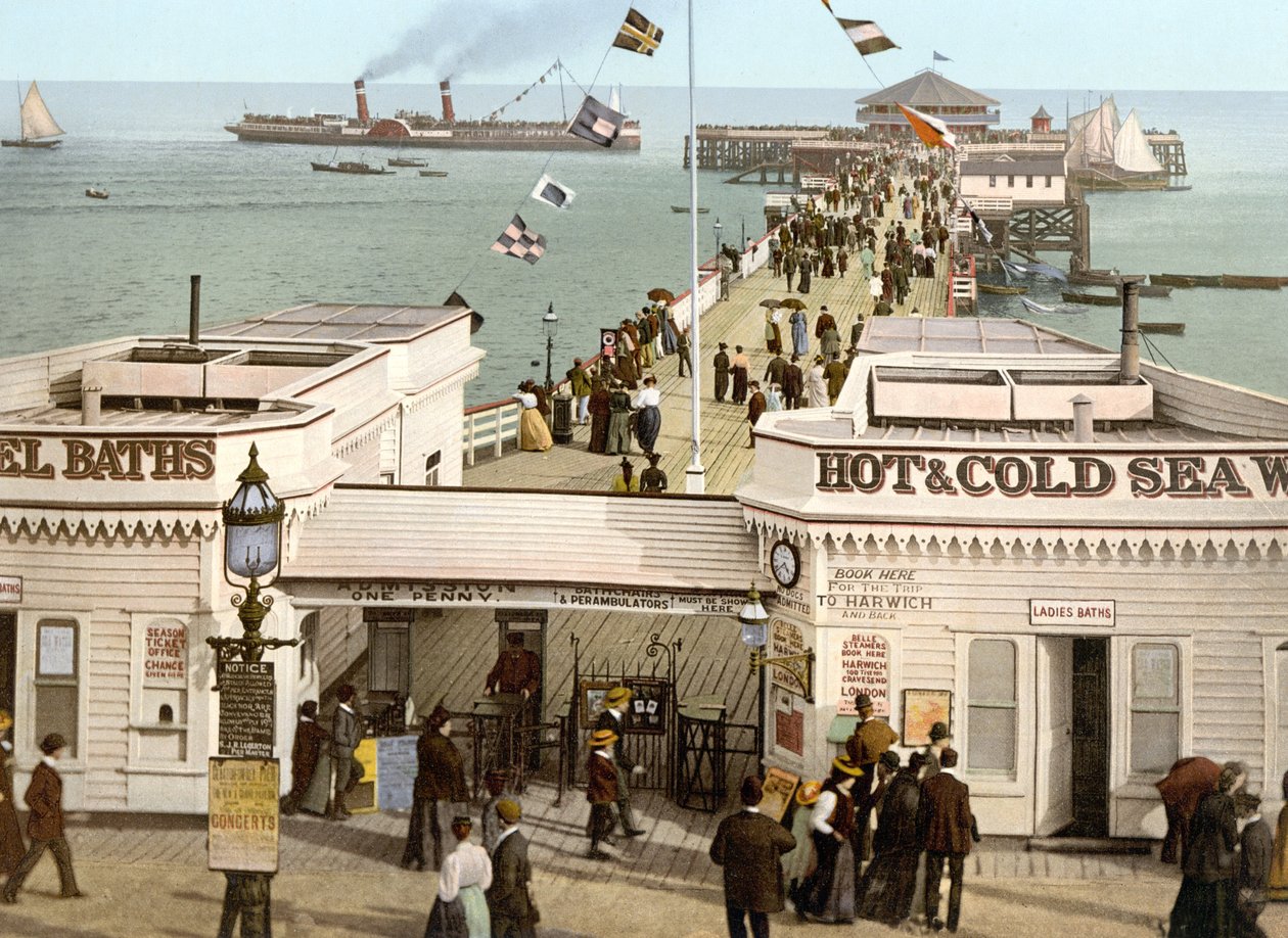Vista, de, inglês, cais, (hand-colored, photo) de English School