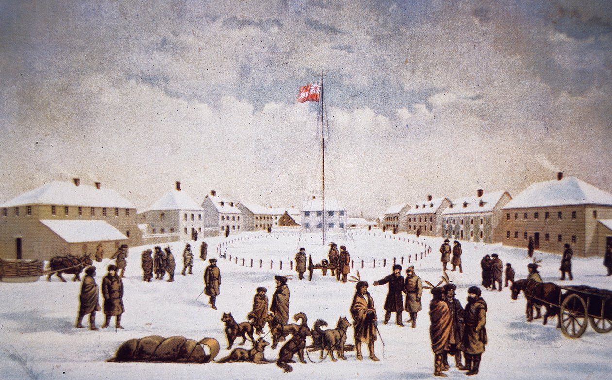 Vista de Fort Garry (cor litho) de English School