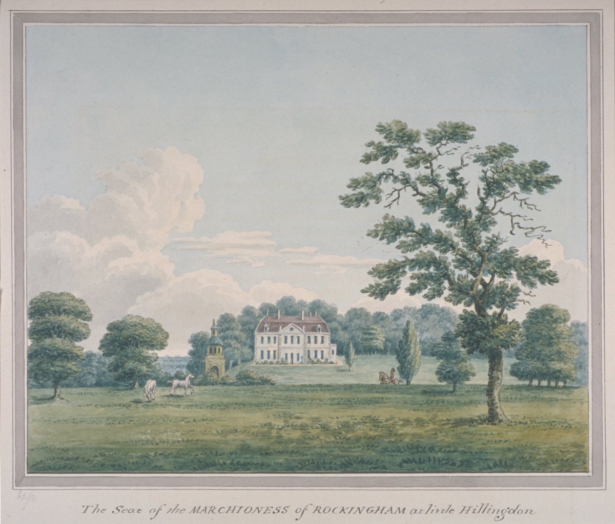 Vista da Hillingdon House, c.1820 (wc no papel) de English School