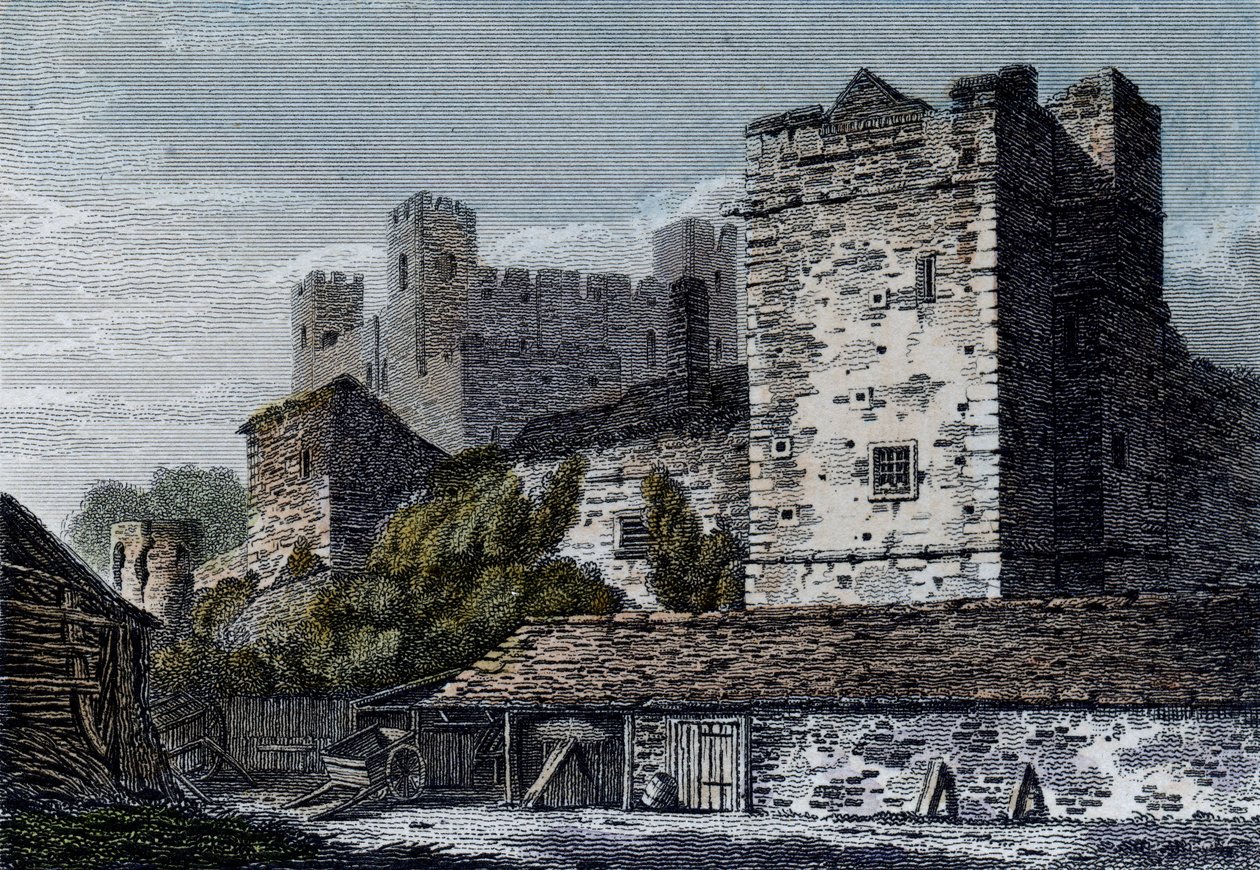 Vista do Castelo de Rochester, Kent. c.1830 de English School