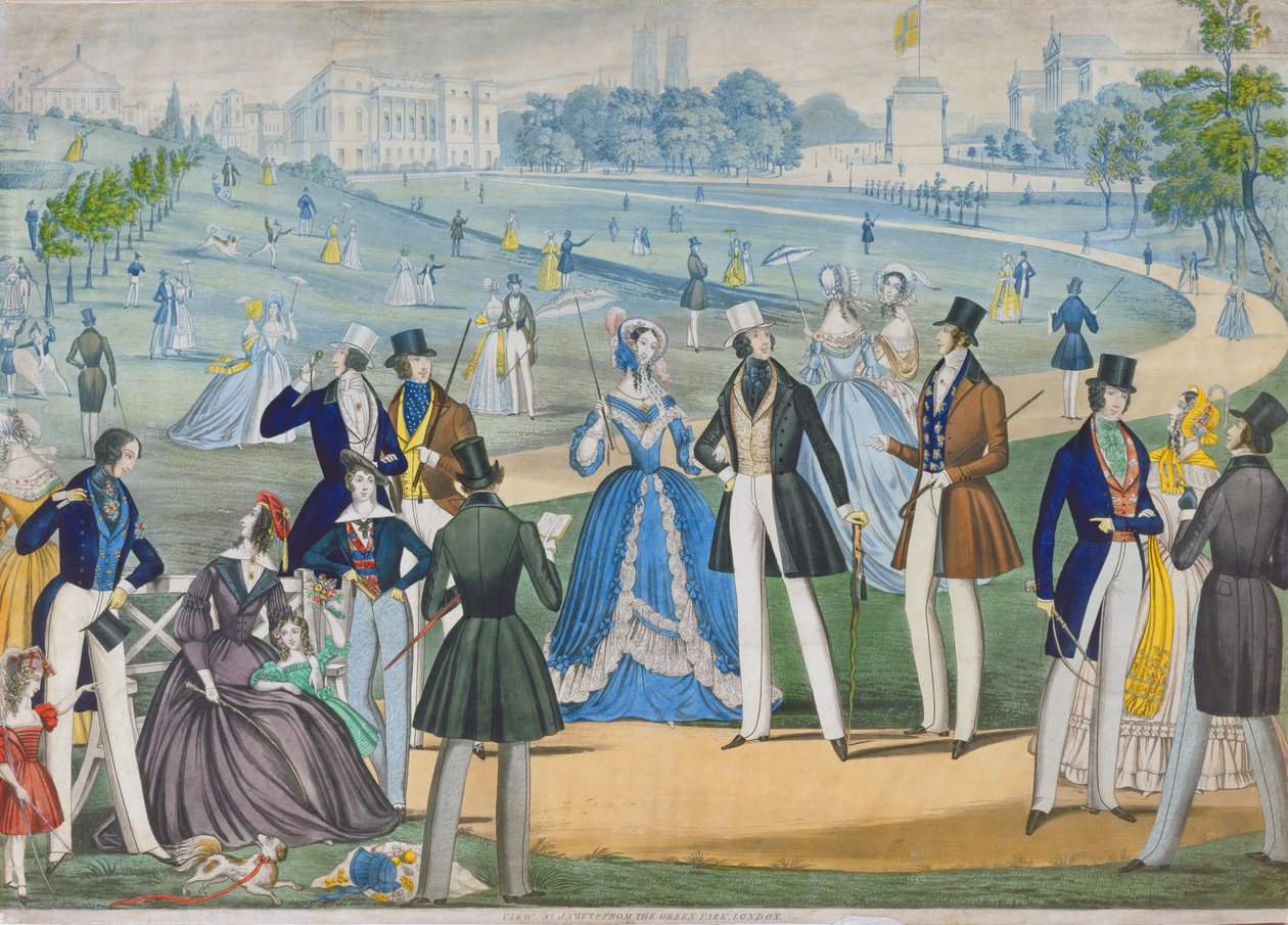 Vista, de, st jamess, parque, de, parque verde, westminster, c.1820, (aquatint, em, paper) de English School