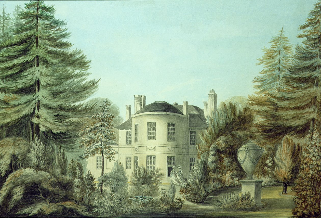 Vista de uma Villa do Século XVIII, c.1790 (wc no papel) de English School