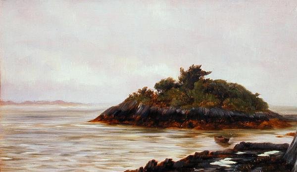 Vista de uma ilha (óleo sobre painel) de English School