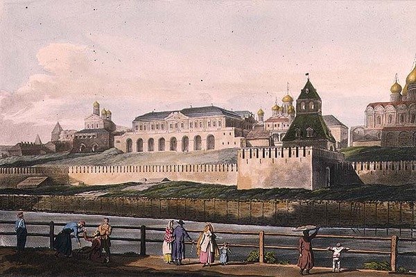 Vista do Palácio Imperial do Kremlin em Moscovo, placa 7 do 