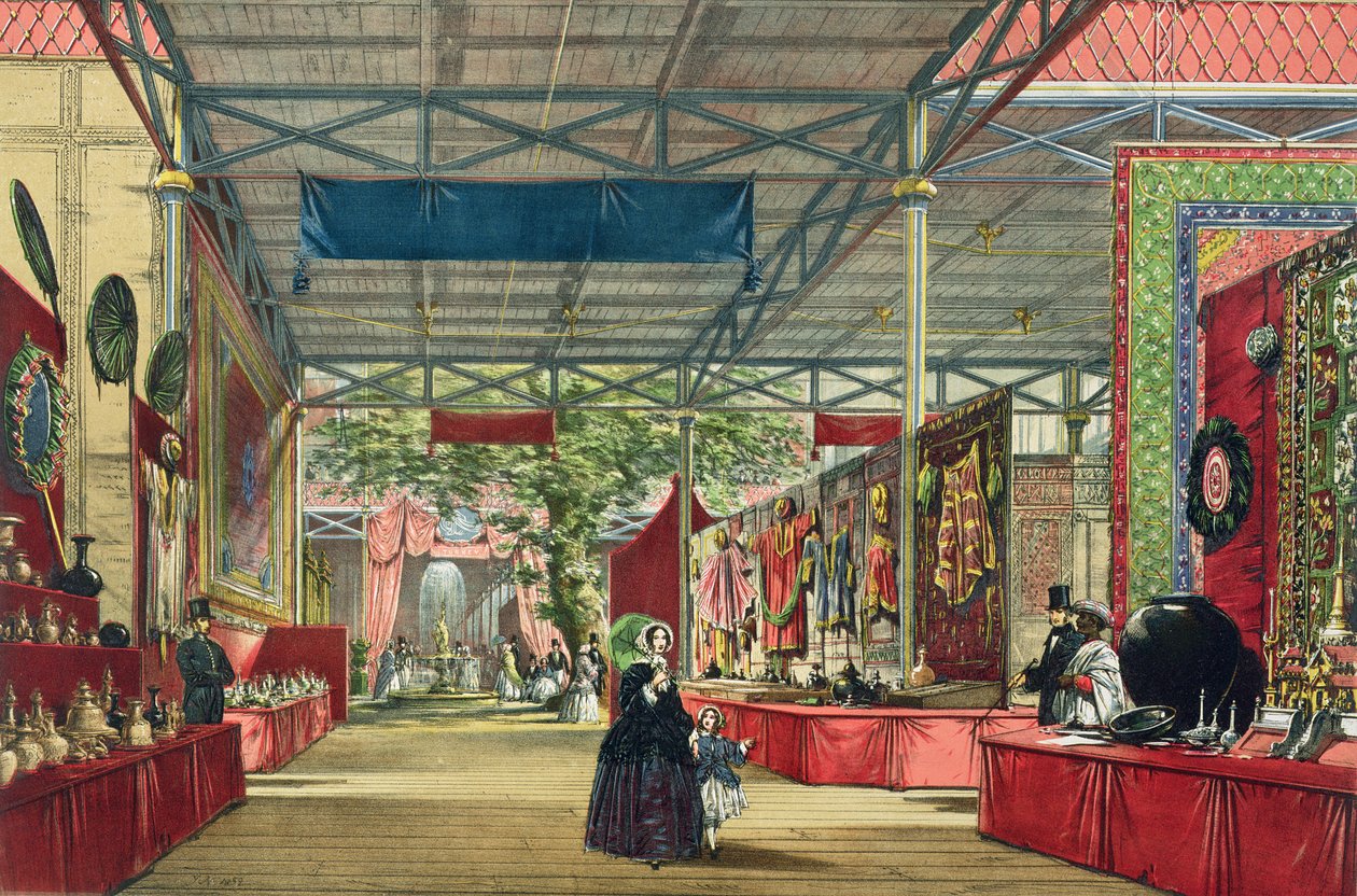 Vista da seção Índia da Grande Exposição de 1851, da Dickinsons Comprehensive Pictures de English School