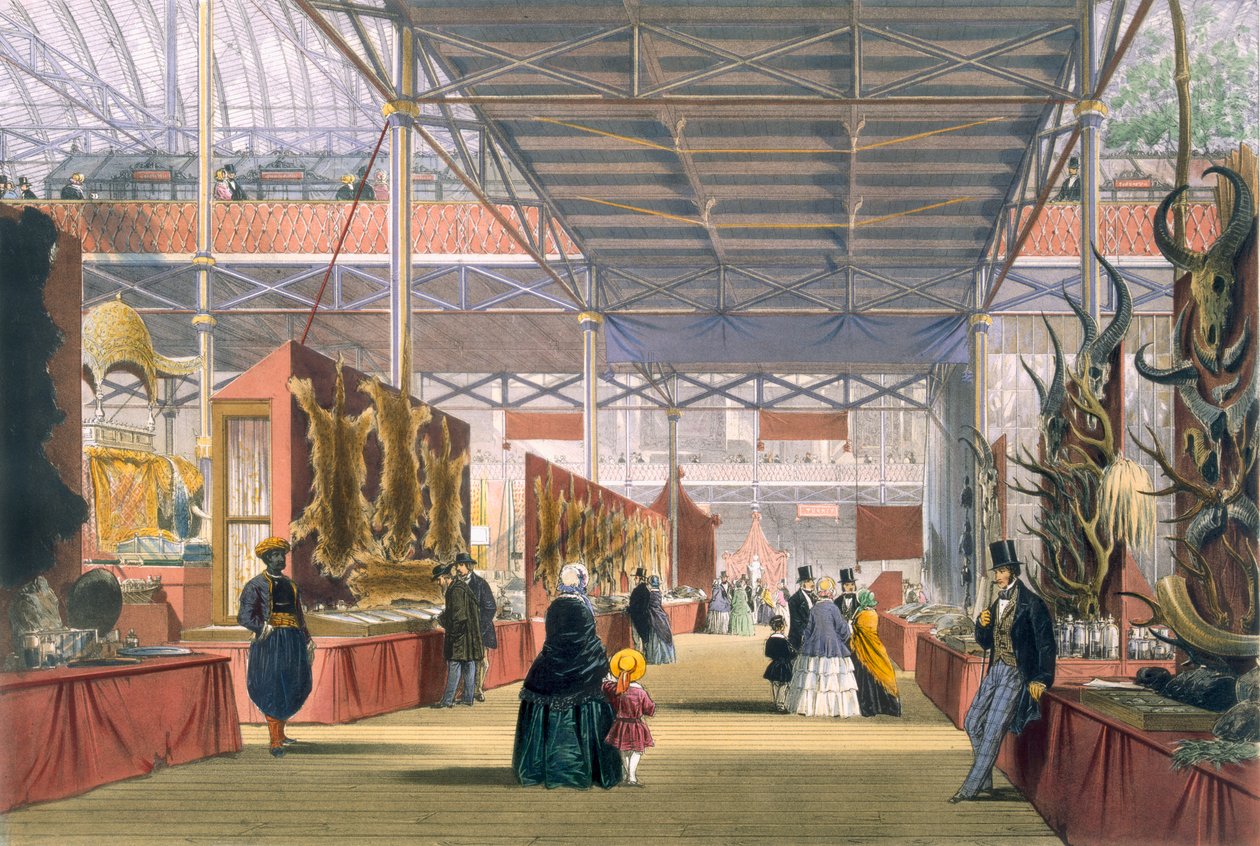 Vista da seção Índia da Grande Exposição de 1851, da Dickinsons Comprehensive Pictures de English School