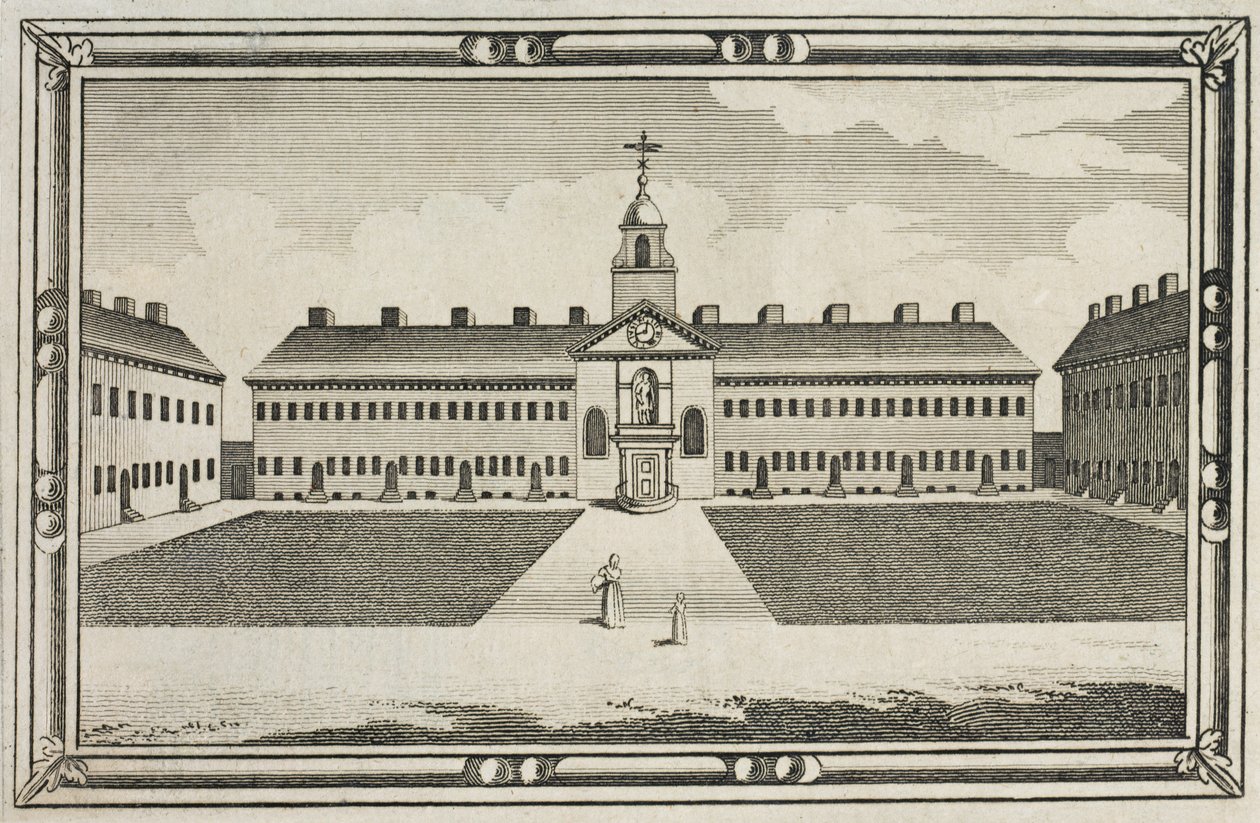 Vista dos Ironmongers Companhia Almshouses, Kingsland Road, Hackney, c.1820 de English School