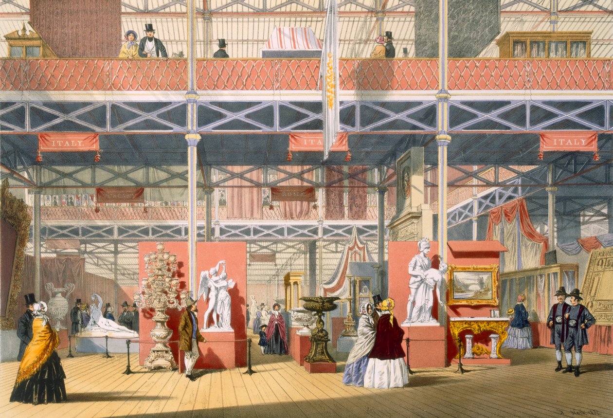 Vista da seção Itália da Grande Exposição de 1851, da Dickinsons Comprehensive Pictures de English School