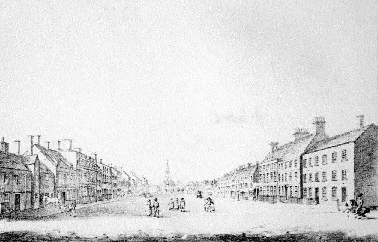 Vista da rua principal de Stockton no condado de Durham, 1796 de English School