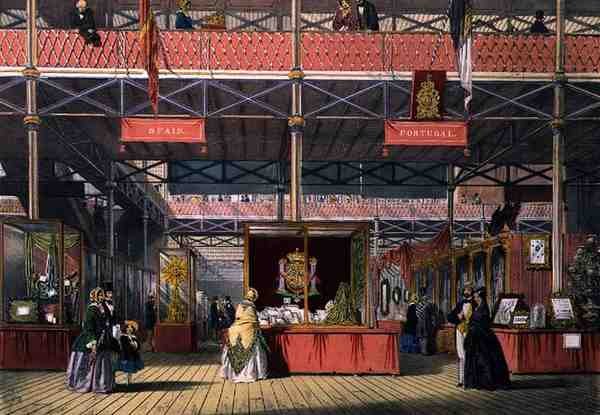 Vista das secções de Espanha e Portugal da Grande Exposição de 1851, de Dickinson