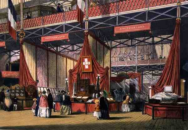 Vista da secção Suíça da Grande Exposição de 1851, de Dickinson