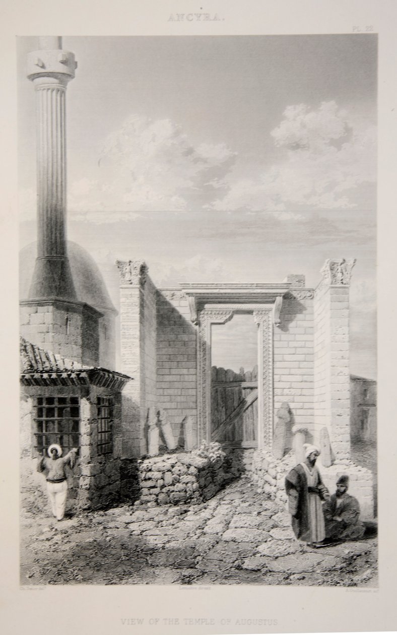 Vista do Templo de Augusto, pub. 1863 litografia. de English School