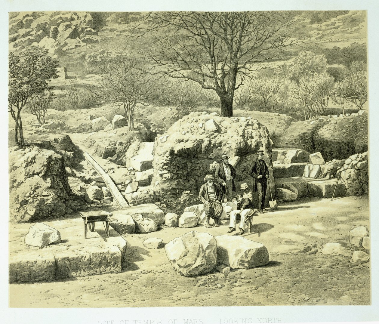 Vista do Templo de Marte, de A History of Disoveries em Helicarnassus, Cnidus, & Branchidae, de Charles Thomas Newton (1816-94), publicado em 1862 de English School