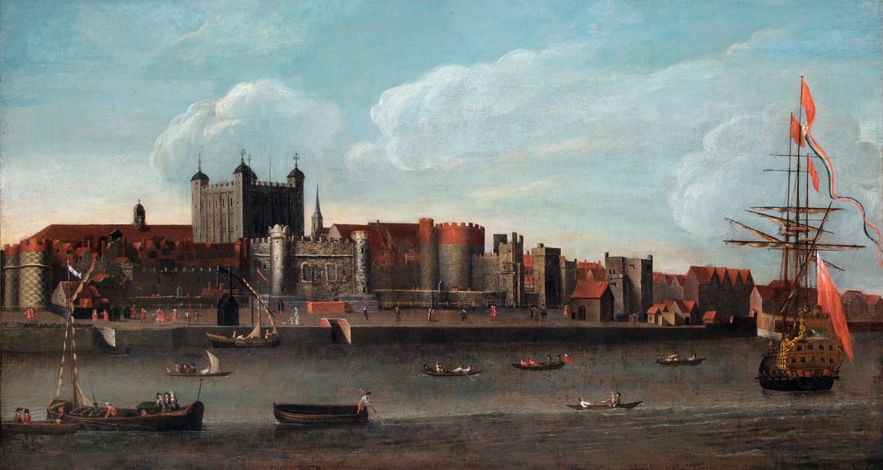 Vista da Torre, c.1700 (óleo sobre painel) de English School