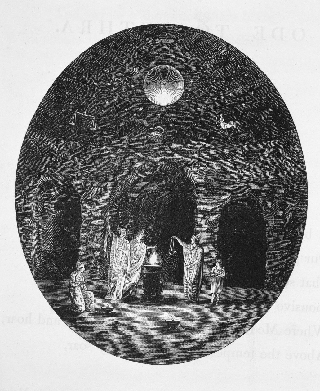 Vista, de, a, antiga, misteriosa, ritos, celebrado, em, a, Mithraic, caverna de English School