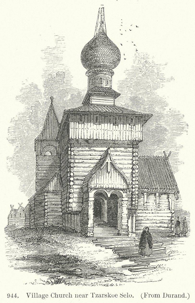 Igreja de aldeia perto de Tzarskoe Selo (gravura) de English School