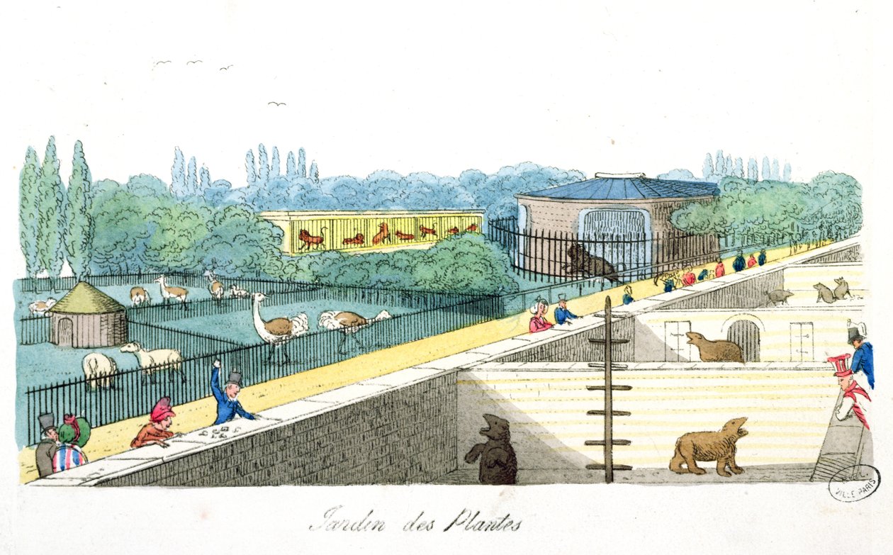 Visitantes no Jardim das Plantas, Paris, de Paris a Dover por Roger Bookem, 1822 de English School