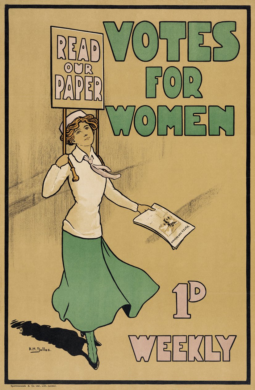 Votes for Women, de The Suffragette, pub.1912 (litografia a cores) de English School