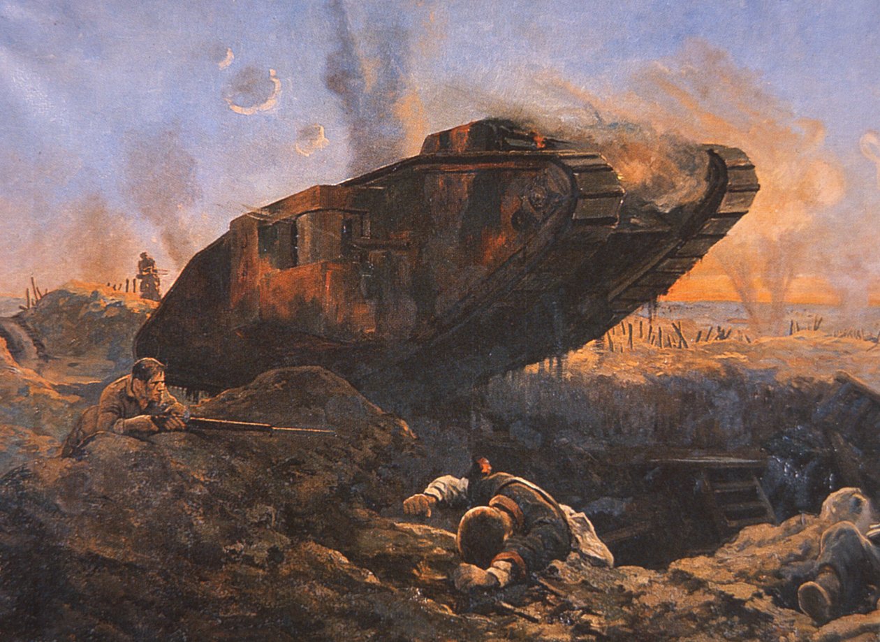 Tanque Britânico em Ação na Frente Ocidental da Primeira Guerra Mundial de English School