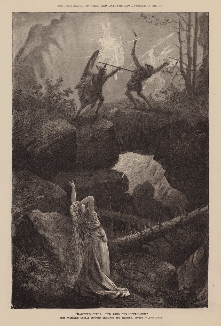 Ópera de Wagner "O Anel dos Nibelungos" (gravura) de English School