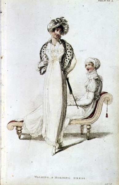 Caminhada e vestido matinal, placa de moda do Ackermann