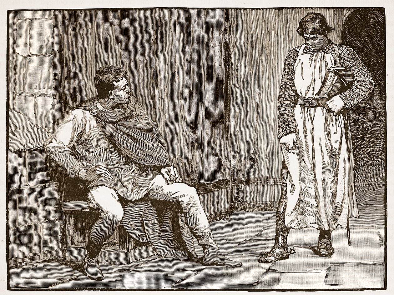 Confissão de Waltheofs, ilustração da história ilustrada de Cassells da Inglaterra (foto sépia) de English School