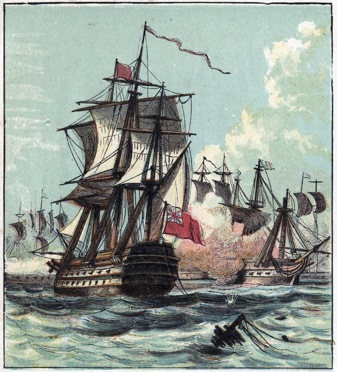 Guerra da Revolução: A batalha do 13º Ano Prairial II (01/06/1794) foi uma batalha naval entre o esquadrão francês comandado por Louis Thomas Villaret de Joyeuse e o exército britânico do Almirante Howe (1726-1799) ao largo de Ouessant. Os britânicos vence de English School