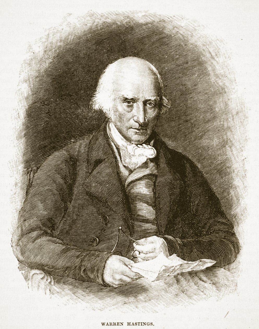 Warren Hastings, ilustração da história ilustrada de Cassells da Inglaterra (foto sépia) de English School