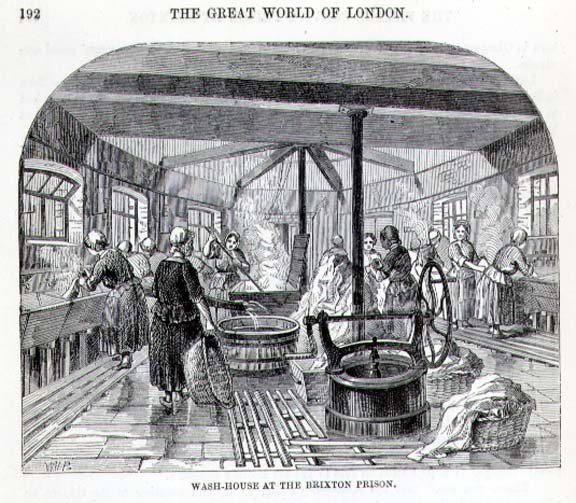 Wash-House na prisão de Brixton, de "The Criminal Prisons of London and Scenes of Prison Life" de Henry Mayhew (1812-87) e John Binny de English School