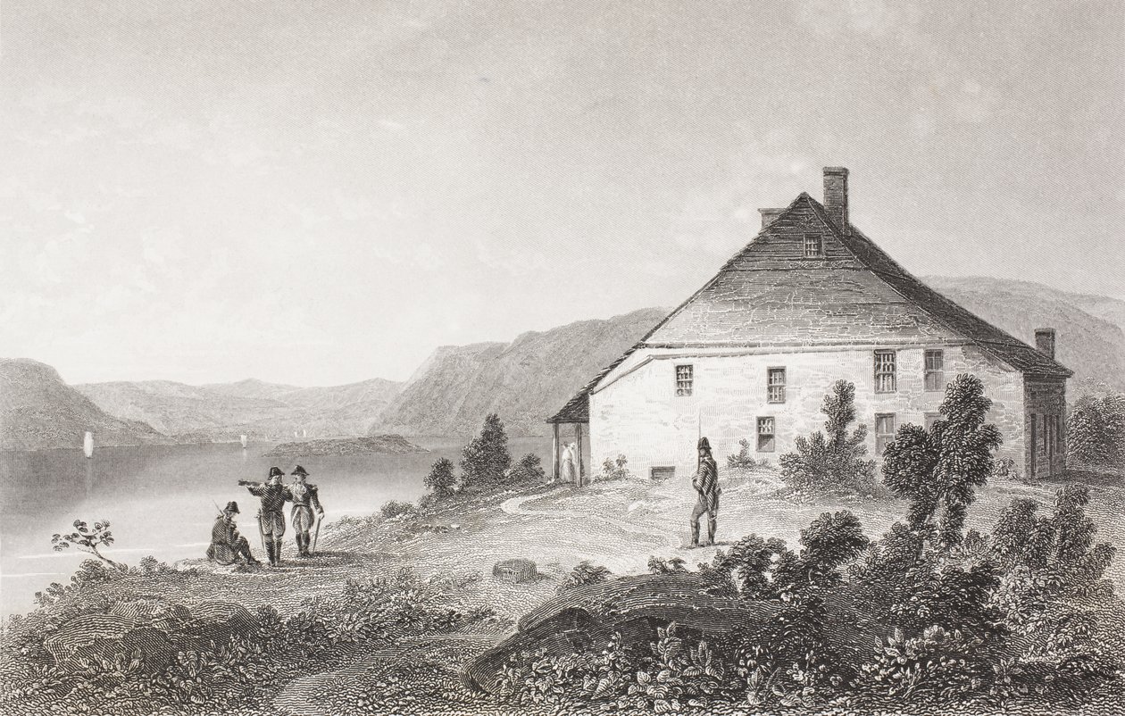 O quartel-general de Washington, perto de Newburgh, da "Galeria de Retratos Históricos", publicado em 1880 de English School