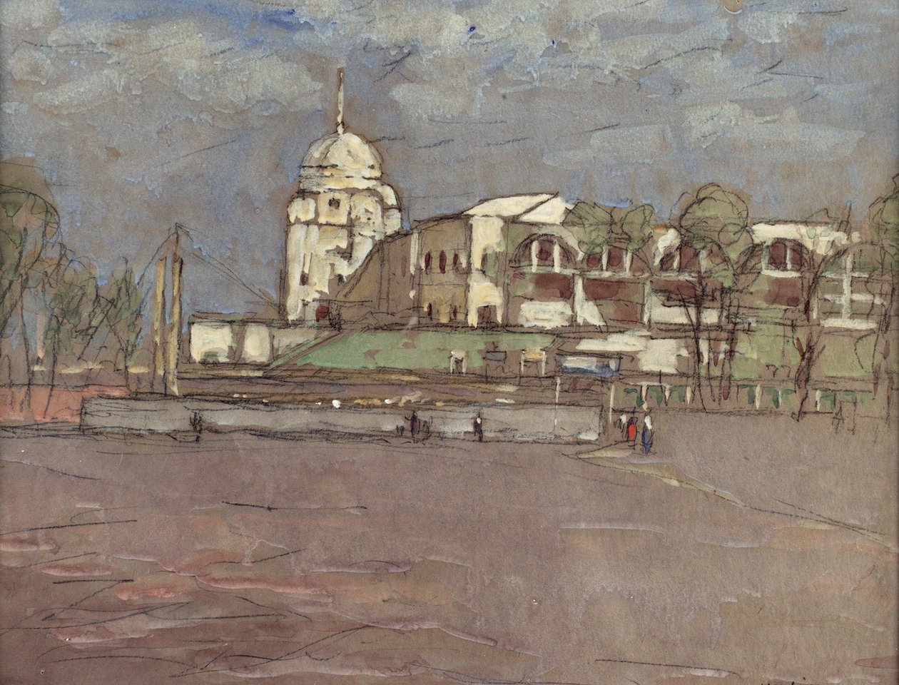 Estádio de Wembley, 1923 (wc e lápis sobre papel) de English School