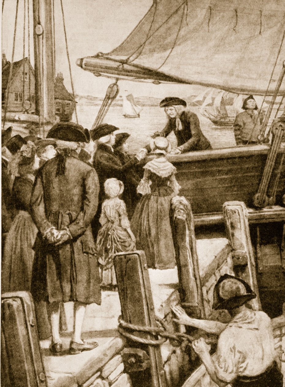 Wesley a bordo do Príncipe de Gales, em 1787, despedindo-se dos irlandeses de English School