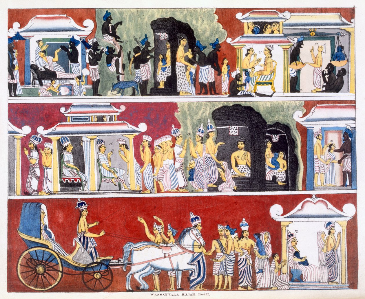 Wessantara Rajah, parte II, da história e da doutrina do budismo por Edward Upham, 1829 (veja igualmente 414245) de English School