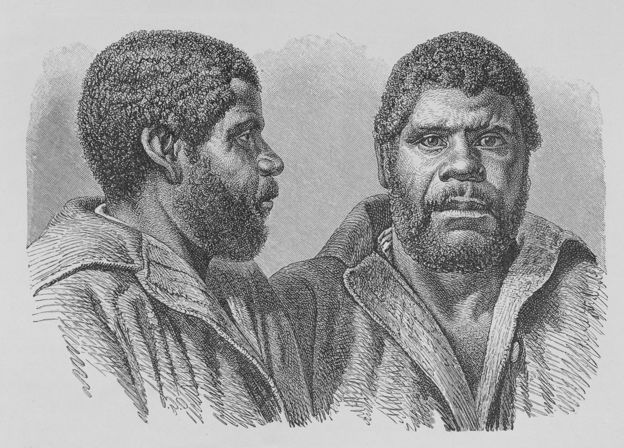 William Lanney, o último tasmaniano, de "A História da Humanidade", Vol. 1, do Prof. Friedrich Ratzel, 1896 de English School