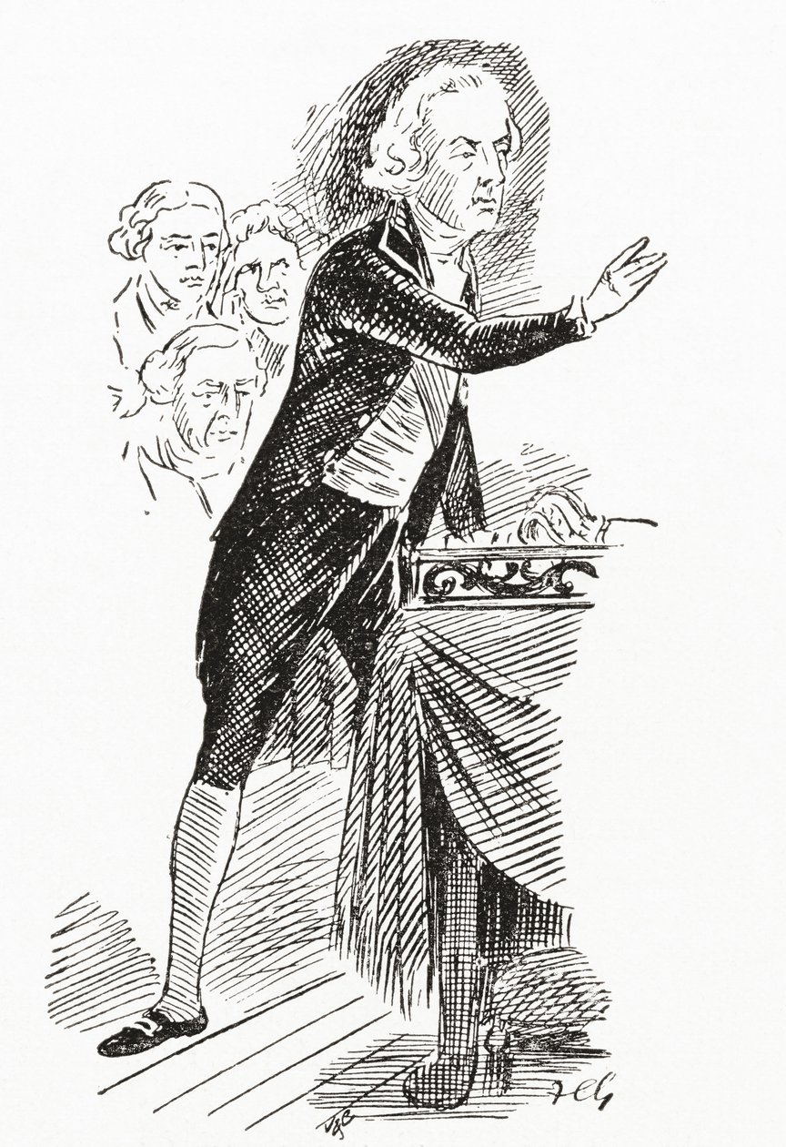 William Pitt, o Jovem, dirigindo-se à Câmara dos Comuns de English School