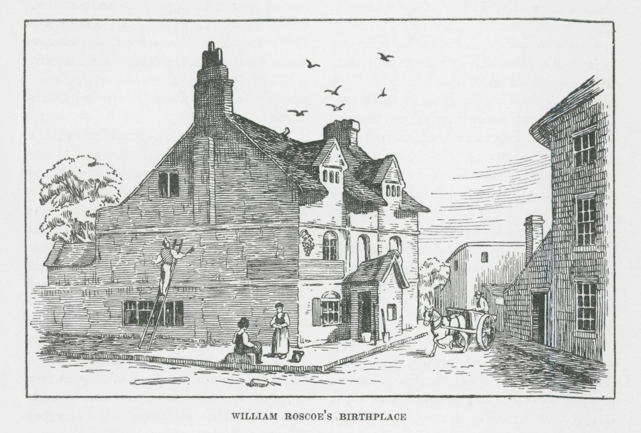 Local de nascimento de William Roscoe (litografia) de English School