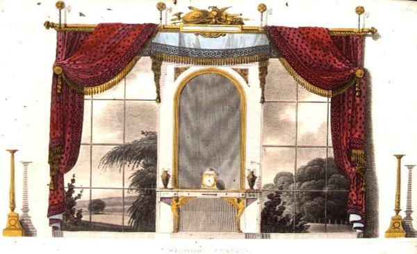 Cortina de janela para um Boudoir, placa 3 do Ackermann