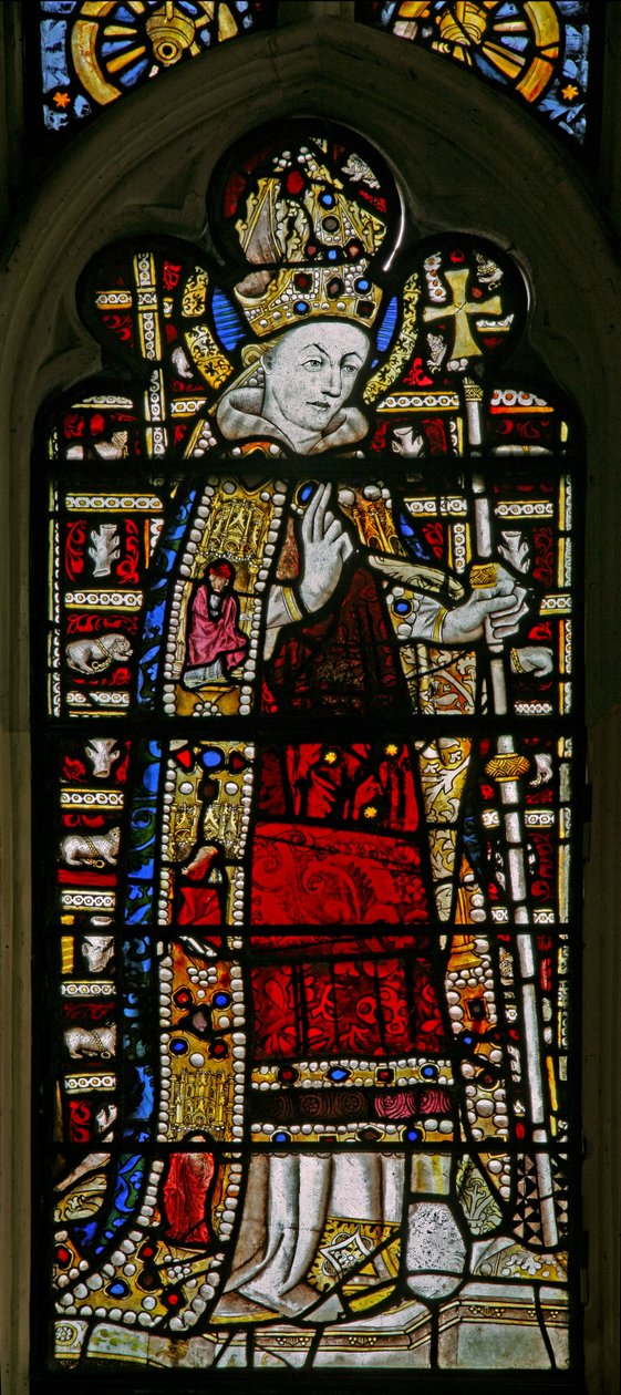 Janela Ew retratando St Thomas Becket com jóias de vidro embutido de English School